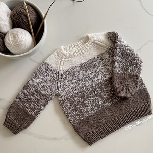 Knitting Pattern - Sweater for Babies and Toddlers / Top Down Raglan Seamless Sweater / Ombré Sweater / Unisex Sweater *English only*