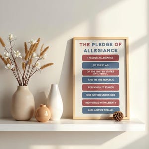 Poster del Giuramento di Fedeltà, Decorazione murale patriottica per l'aula (Download digitale)
