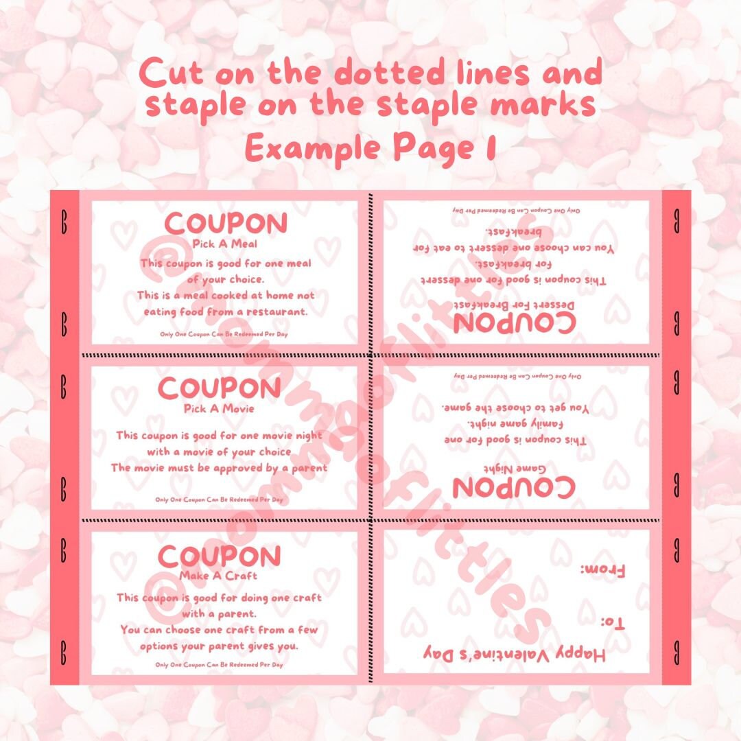 Coupon Book for Kids 10 Coupons Printable Valentine's Present for Kids ...
