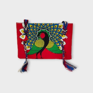 Unique, Handmade Ankara clutch/ make up bag peacock