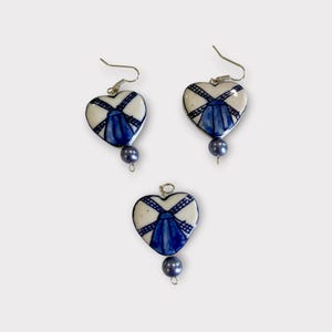 Delfter blaue Keramik Set Armband und Ohrringe TULIP