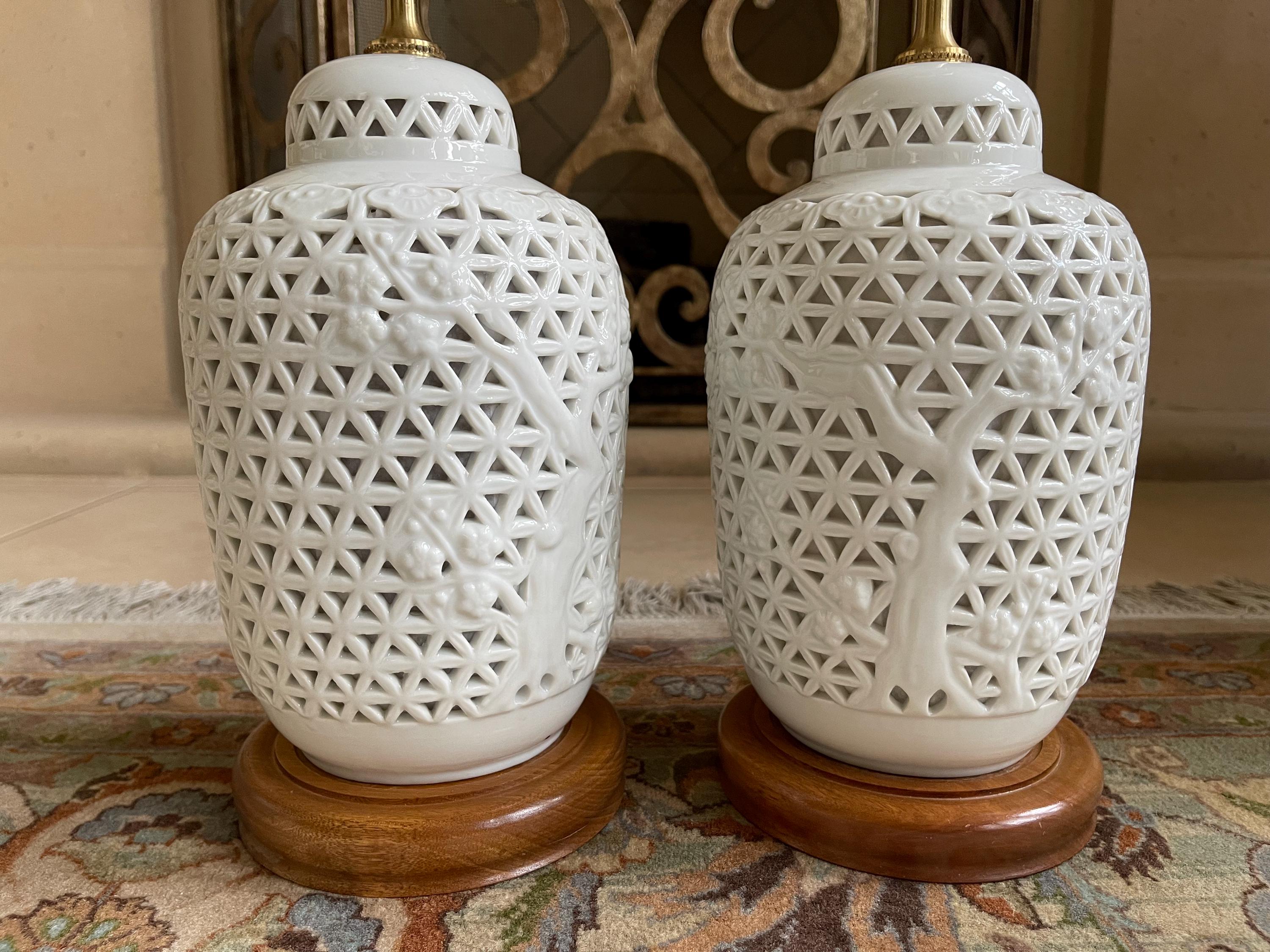 Vintage 1950's Blanc De Chine Reticulated White Pierced Porcelain