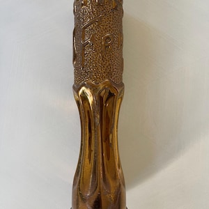 Antique WWI France 1918 Trench Art Finely Decorated Brass Shell Casing
