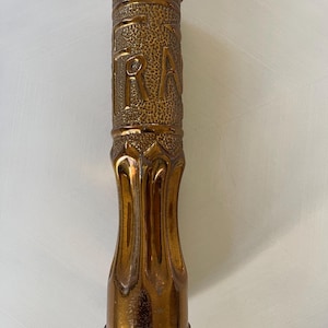 Antique WWI France 1918 Trench Art Finely Decorated Brass Shell Casing