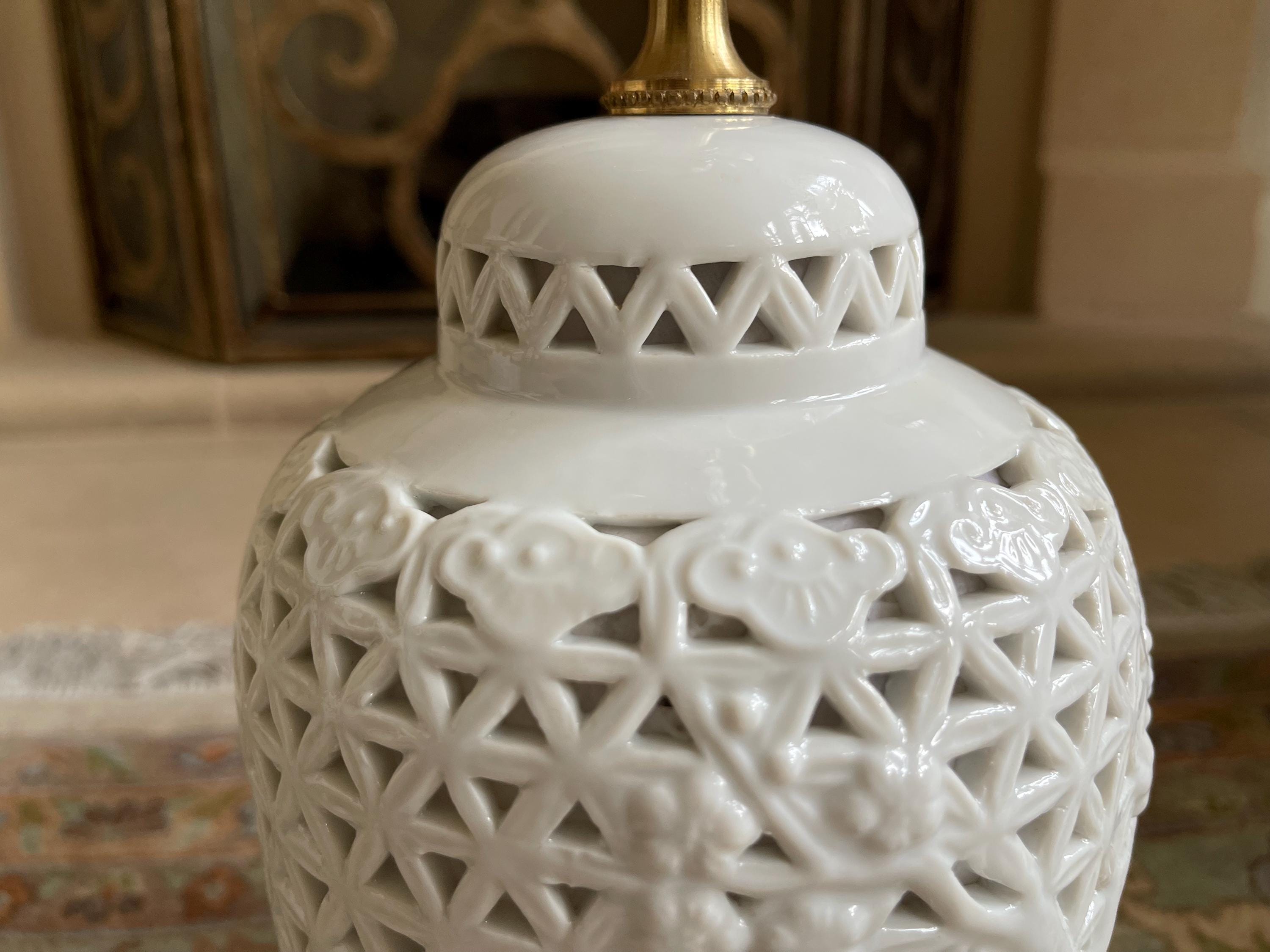 Vintage 1950's Blanc De Chine Reticulated White Pierced Porcelain