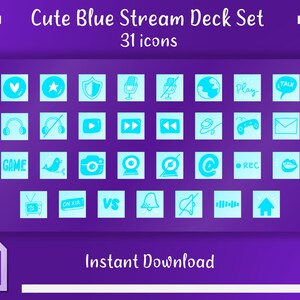 Mignon Blue Stream Deck Set / 31 Icônes de Stream Deck / Pastel / Stream Graphics / Twitch Graphics