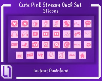 Cute Pink Stream Deck Set / 31 Stream Deck Icons / Pastel / Stream Graphics / Twitch Graphics