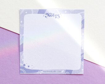 Cute Pastel Illustrated MemoPads - Pastel Purple NotePad - Aesthetic NotePad - Handmade Stationery - Small Notepad - Kawaii List Notepad