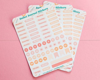 Cute Planner Sticker Sheet for Agenda Bullet Journal 4 weeks - Dates and Numbers Planner Sticker to do - Pastel Pink Planner Sticker 2021