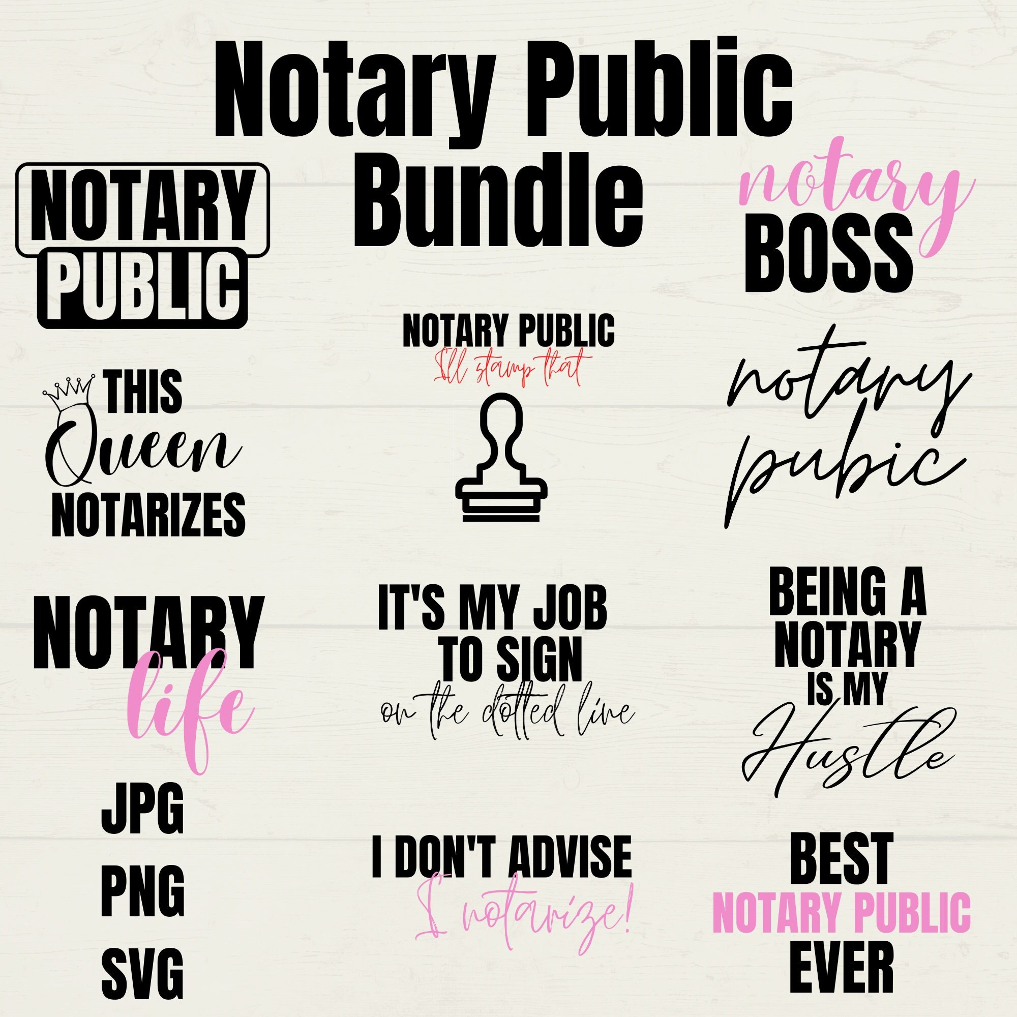 Notary Public Bundle Notarize This Queen Notarizes Etsy