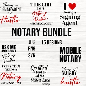 Notary Public Bundle | Signing Agent Bundle | Mobile Notary | Notary Hustle Cut File | Witness Bundle | Notary Public entrepreneur