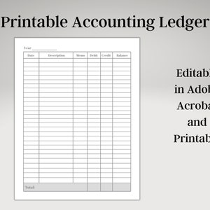 Printable Accounting Ledger | Bookkeeping Journal for Small Businesses ...