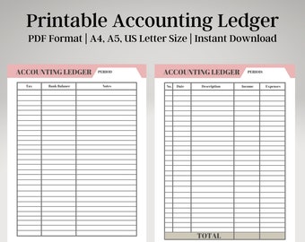 Printable Accounting Ledger Bookkeeping Journal for Small | Etsy