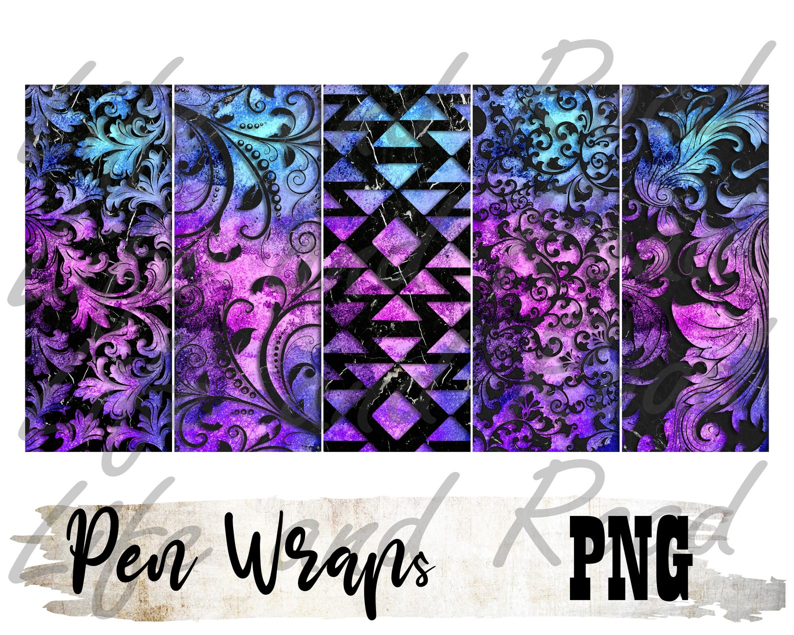 Blue Pen Wraps Template Digital PNG File Ink Joy Instant Etsy