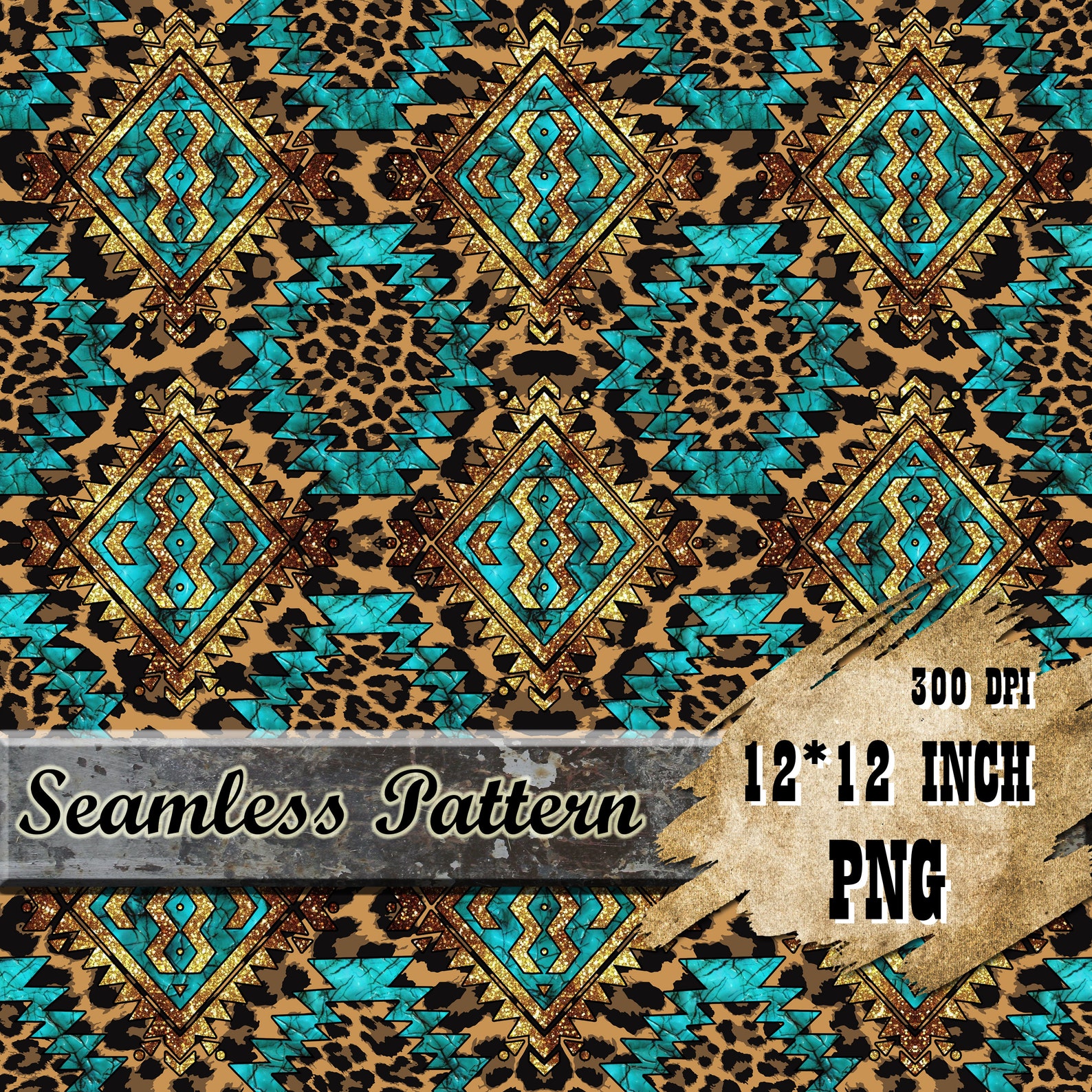 Aztec Western Seamless Pattern Digital PNG File Instant Etsy