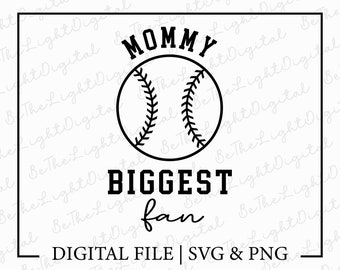 Mommy Biggest Fan Svg, Baseball Svg, Digital Download, Baseball Mommy Svg, Sports Svg, Softball Family Svg, Game Day Svg, Svg Cut File