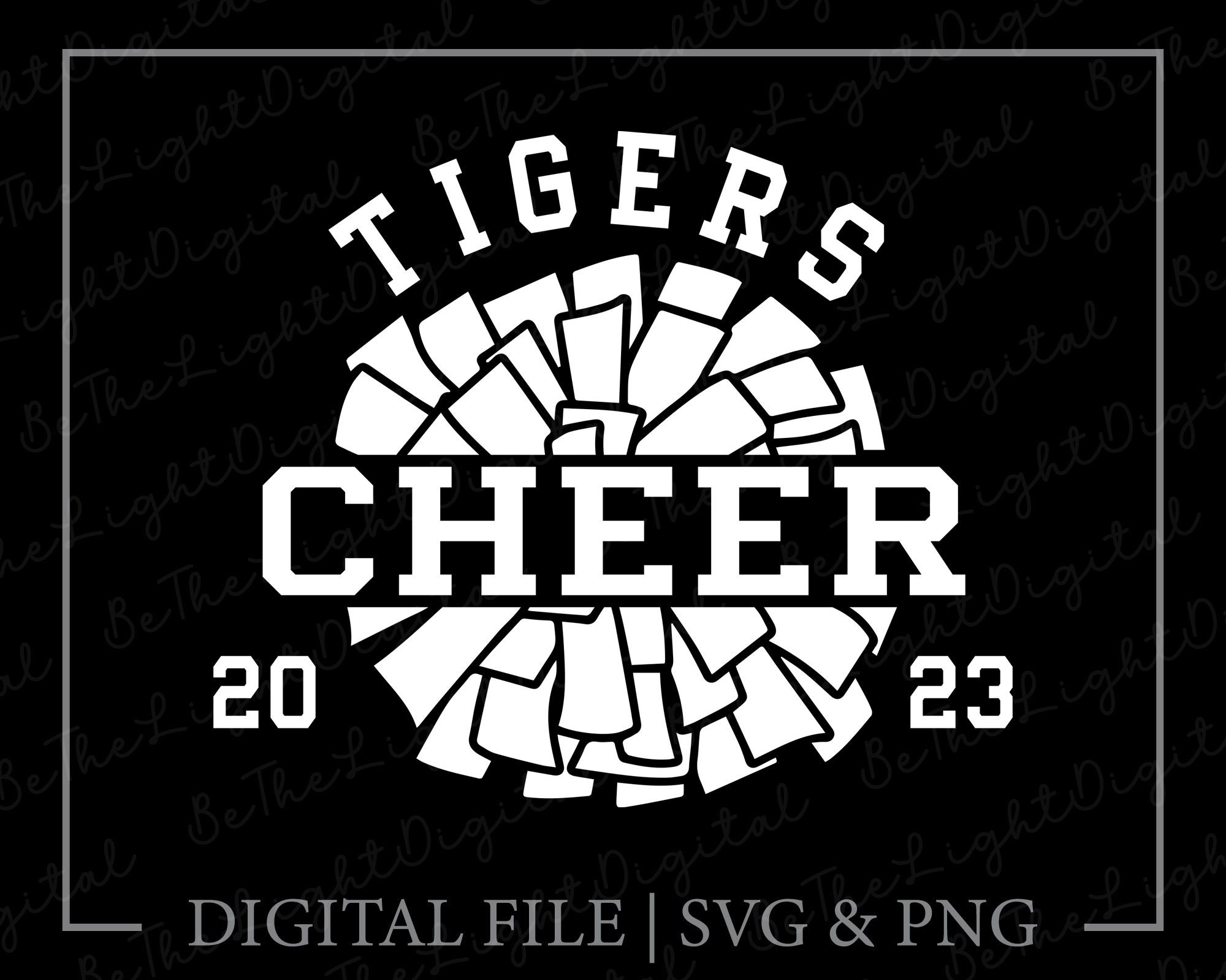 Cheer Tigers 2023 Svg, Pom Pom Svg, Printables, Cheerleader Svg, Cricut