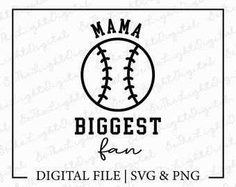 Mama Biggest Fan Svg, Softball Svg, Digital Download, Softball Mama Svg, Sports Svg, Baseball Family Svg, Game Day Svg, Svg Cut File
