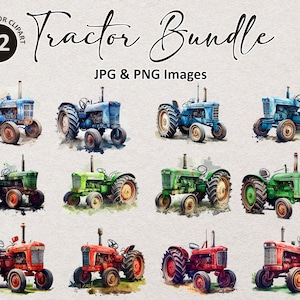 Watercolor Tractor Png, Tractor Png, Farm Life Png, Watercolor Png, Ai Art Png, Digital Downloads, Western Png, Bundle Png, Illustration Png