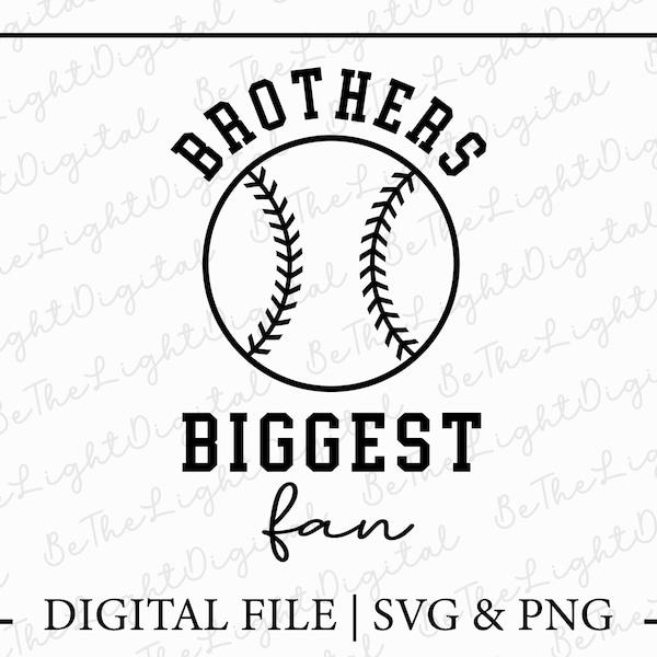 Brother Biggest Fan Svg, Baseball Svg, Download digitale, Baseball Brother Svg, Sports Svg, Softball Family Svg, Game Day Svg, Svg Cut File