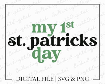 My 1st St. Patricks Day Svg, St Patricks Day Svg, Digital Download, Retro Svg, Shamrock Svg, Happy St Patrick's Day Svg, Svg Cut File