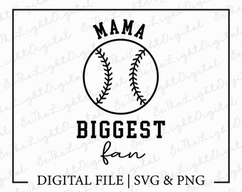 Mama Biggest Fan Svg, Baseball Svg, Digital Download, Baseball Mama Svg, Sports Svg, Softball Family Svg, Game Day Svg, Svg Cut File