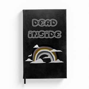 Greyscale Rainbow - 112 Page Lined Vegan Journal - Grayscale Goth - Cute Leatherette Notebook - Faux Leather Spooky Journal - Creepy Kawaii