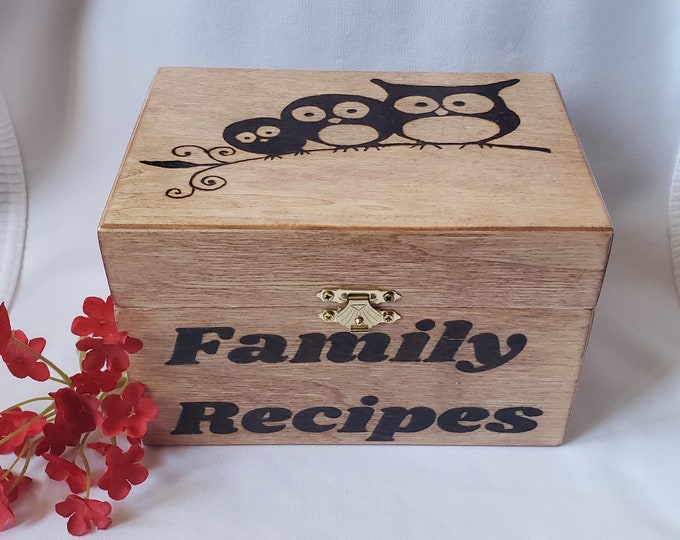 Wooden Recipe Box with 3x5 Cards Included Custom Hand-Made FREE SHIPPING