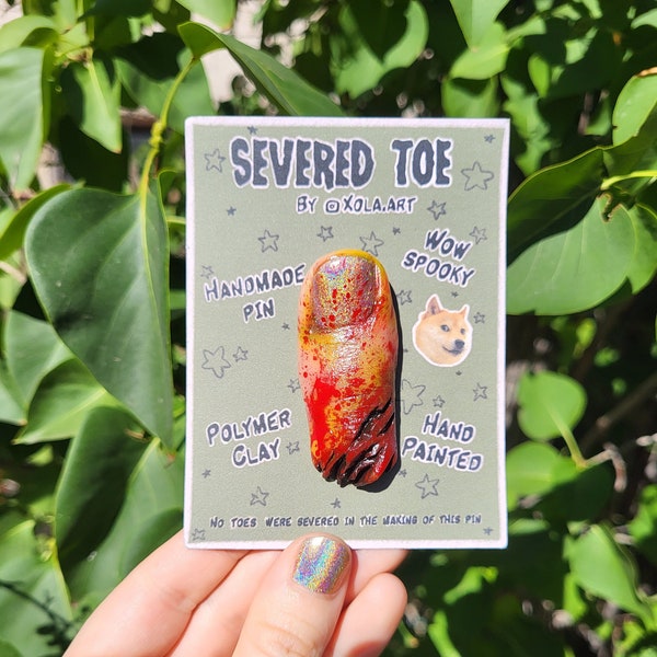 Severed Toe Pin, Horror Clay Pin, Realistic Toe Pin, Scary Pin, Halloween Pin