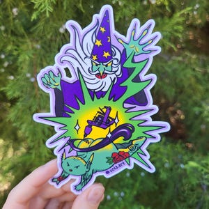 Tat Wizard Sticker, Fantasy Wizard Sticker, Goblin Sticker, Tattoo Flash, Wizard Sticker, Fantasy Sticker, Gifts for Tattoo Artists