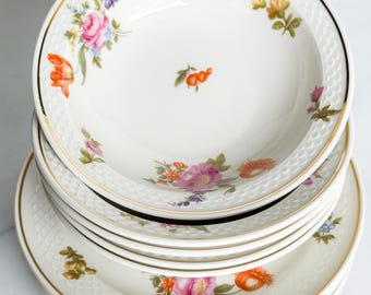 Juego de 10 piezas: (5) platos y (5) cuencos, de la marca Thomas Germany, modelo Spring Garden 3557.