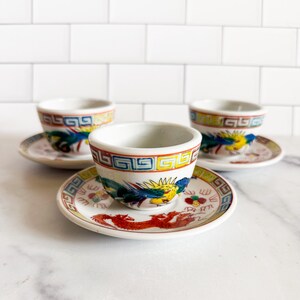 Vintage FS Louie Berkley, Kalifornien kinesisk restaurangservis tekopp och fat set drake