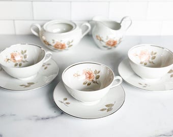 Juego de té Seltmann Weidenn Bavaria de 8 piezas, estilo vintage/mediados de siglo (años 70).