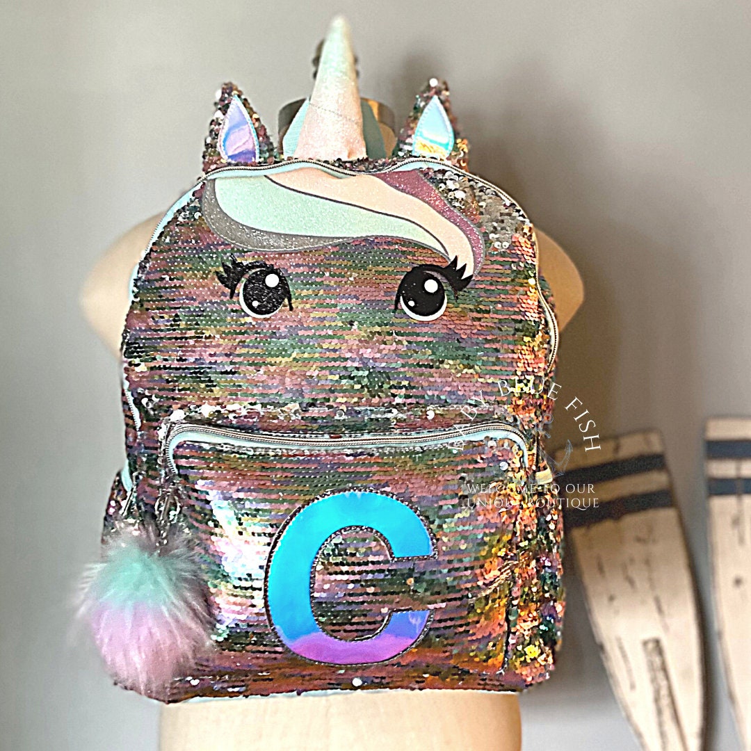 sequin initial backpack