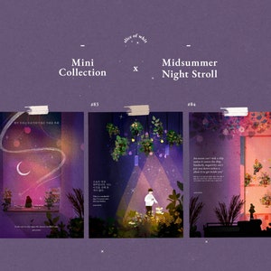 Midsummer Sweet, Cafe Illustration, Ensemble de 3 estampes, tirages de café, petits tirages, illustrations, fleurs, art coréen, A6 , carte postale, anniversaire
