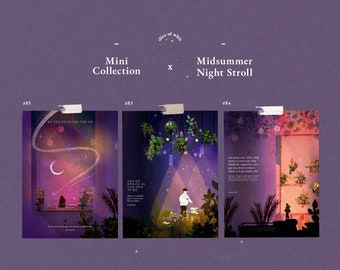 Midsummer Sweet, Cafe Illustration, Set of 3 prints, Cafe prints, small prints, illustrations, flowers, Korean art, A6 , postcard, birthday