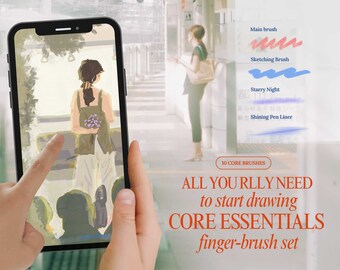 Core Essentials Basic Sketching Brush Set Digital Art Brush For Fingers Painting on Mobile Phones, No iPad / Apple Pencil, Texture Brush