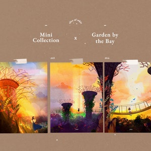 Garden By The Bay, Ensemble de 3 estampes, fleur, petits tirages, illustrations, soirée, singapour, A6 , anniversaire, cadeau