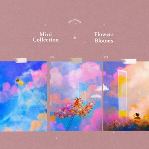 Illustration de fleur, Ensemble de 3 tirages, imprimés floraux, petits tirages, illustrations, fleurs, art coréen, A6 , anniversaire, cadeau