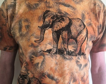 Hand screen printed Elephants T shirt
