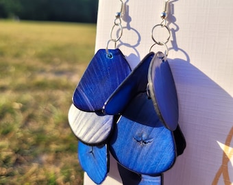Handcrafted and hand dyed Tagua natural nut earrings from Ecuador