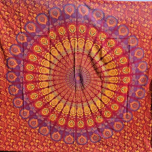 Spiritual/Healing/Mandala/Elephant Cotton Throw/Tapestry/Wallhanging/Double or King Size Bedspread