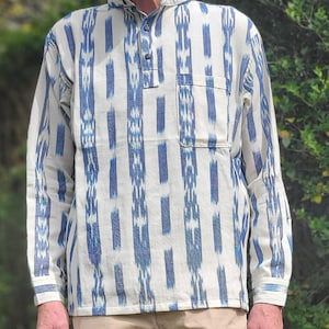 Hand woven ethnic long sleeve mens shirt