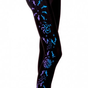 Leggings de yoga estampadas a mano. Whales on Black