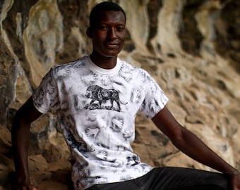 Hand screen printed Lion T shirt