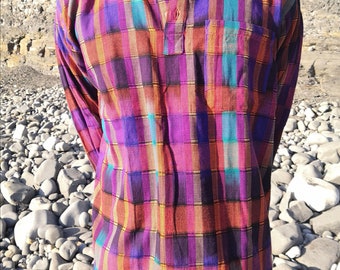 Hand woven ethnic long sleeve mens shirt