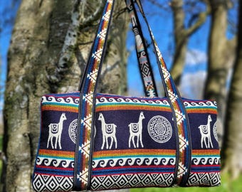 Handwoven South American Travel Bag for airline hand luggage, gym, yoga, festivals, overnight, weekend