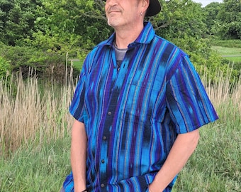Hand Woven all Cotton Short Sleeve Shirt with Collar