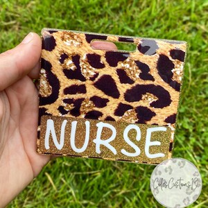 Cheetah Print Badge Buddy, Leopard Badge Buddy, Glittered Badge Buddy, Vertical Badge Buddy, Horizontal Badge Buddy, Id Holder, Nurse Gift