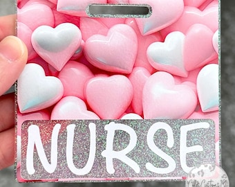 Hearts Badge Buddy, Valentines Badge Buddy, Vertical Badge Buddy, Horizontal Badge Buddy, Id Holder, Nurse Gift